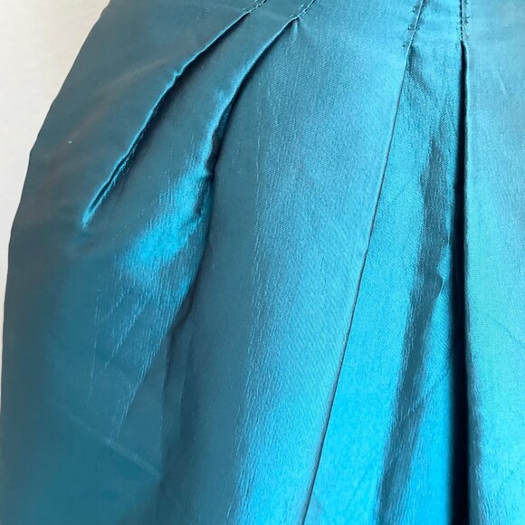 Moschino Teal Satin Cap Sleeve Party Dress - Picture 4 of 15